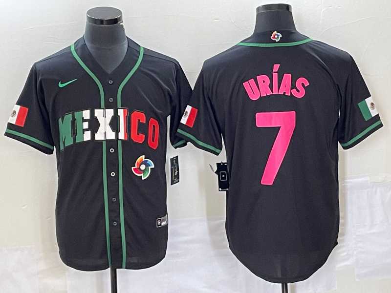 Mens Mexico Baseball #7 Julio Urias 2023 Black World Baseball Classic Stitched Jersey1->2023 world baseball classic->MLB Jersey